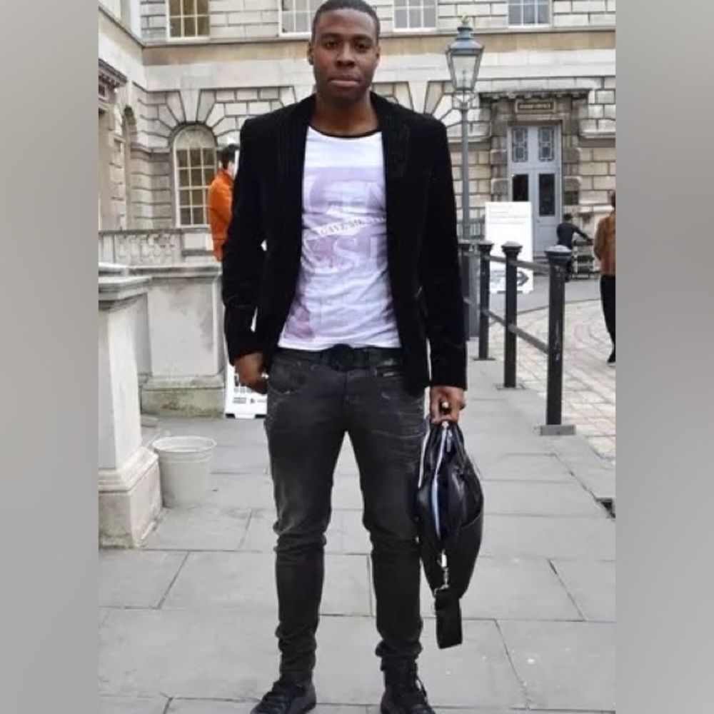 Sean John Jacket Black Solid Velvet Two Button 10… - image 2